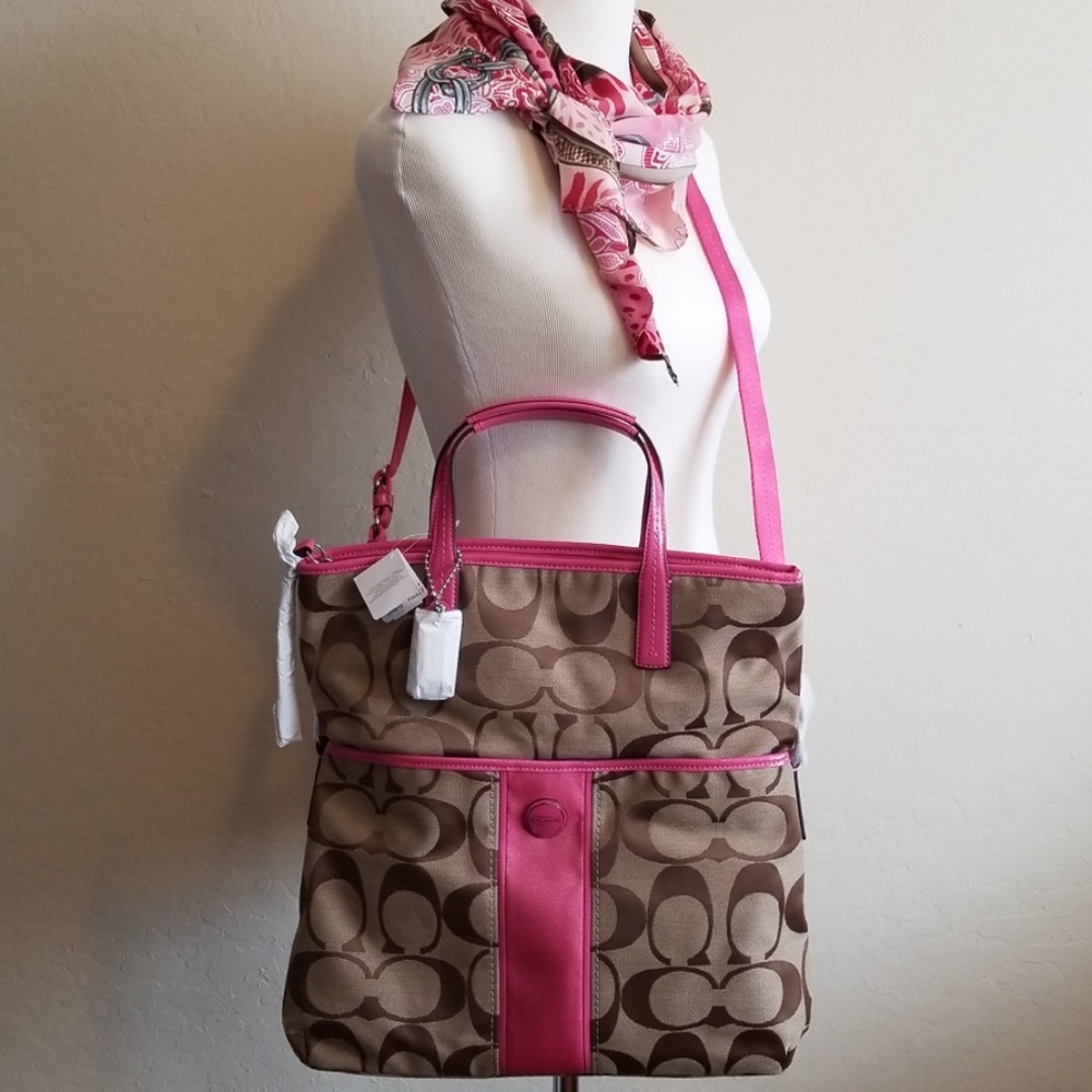 COACH Signature Fold Over Tote Shoulder Crossbody